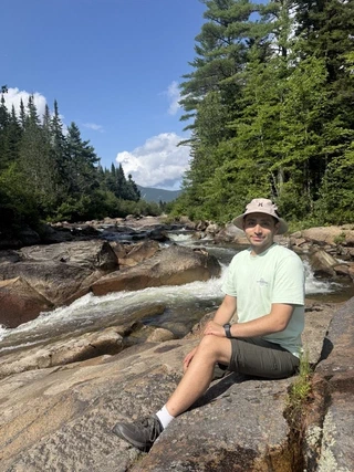 Taking a break by the rapids