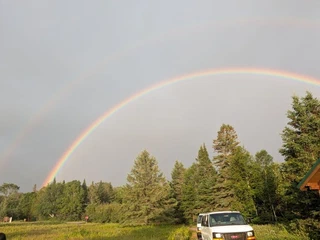 A double rainbow over camp