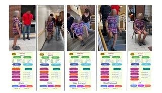 The app in use for live data collection and labeling across standing, walking, stair ascent, stair descent, and sitting